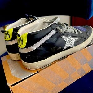 Golden Goose Mid-Star Sneakers in black leather